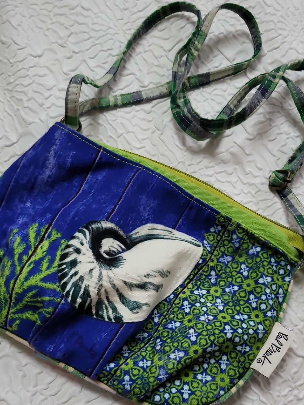 Paul Brent Coastal Life Sun N Sand Nautical Fish Seahorse Light Crossbody Bag